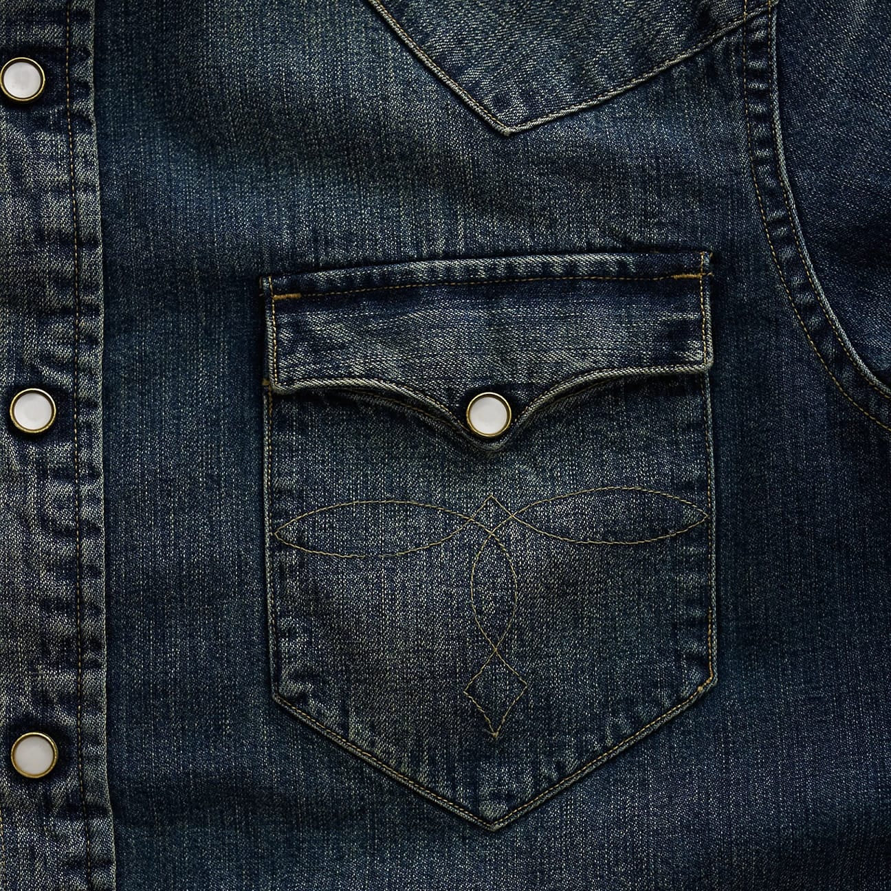 RRL Camicia uomo western in denim Slim-Fit