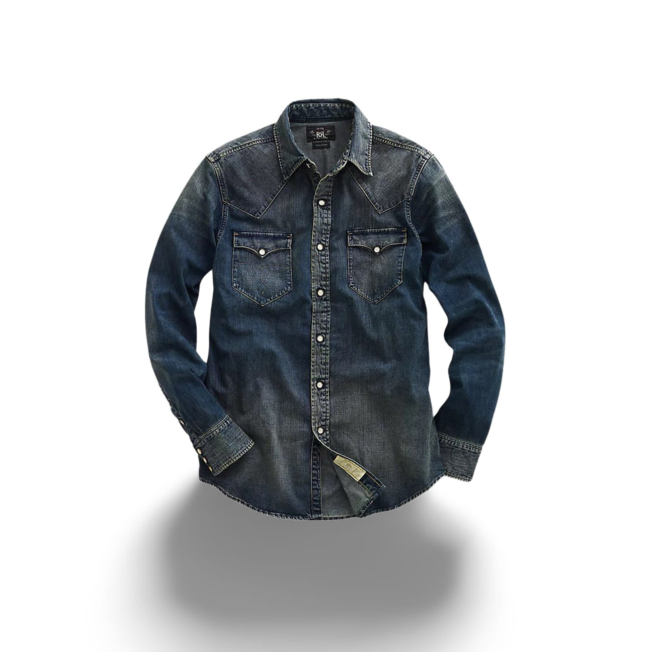 RRL Camicia uomo western in denim Slim-Fit