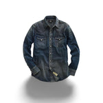 RRL Camicia uomo western in denim Slim-Fit
