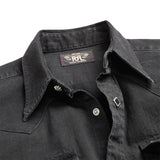 RRL Camicia uomo western in denim Slim Fit Black