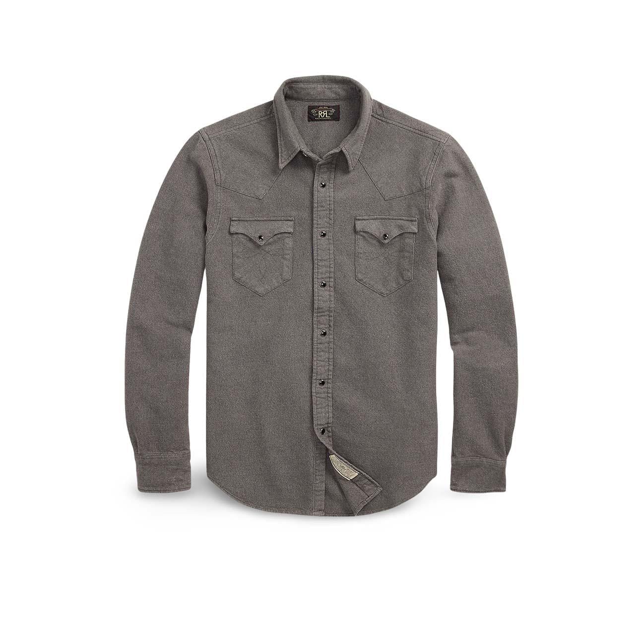 RRL Camicia uomo Western in flanella Grigio