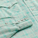 RRL Camicia uomo  western in seersucker Slim-Fit Turchese