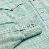 RRL Camicia uomo  western in seersucker Slim-Fit Turchese