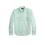 RRL Camicia uomo  western in seersucker Slim-Fit Turchese