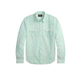 RRL Camicia uomo  western in seersucker Slim-Fit Turchese
