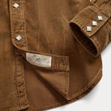 RRL Camicia uomo western in velluto Tan