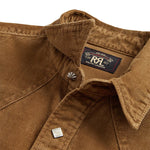 RRL Camicia uomo western in velluto Tan
