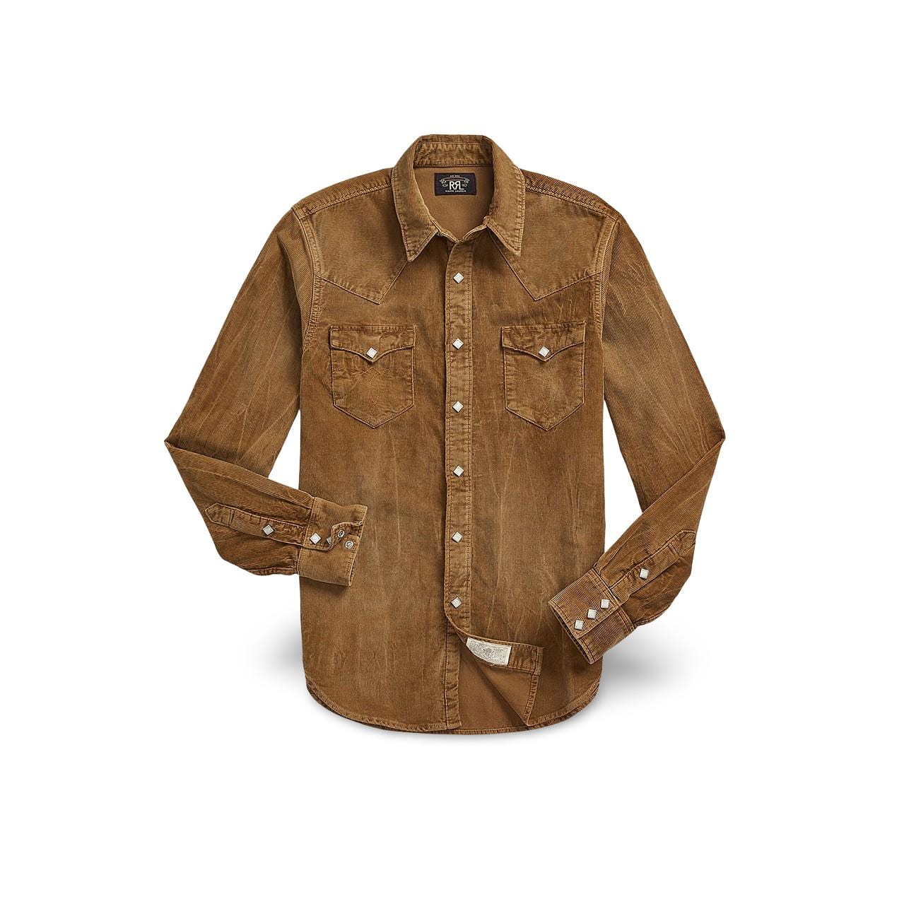 RRL Camicia uomo western in velluto Tan