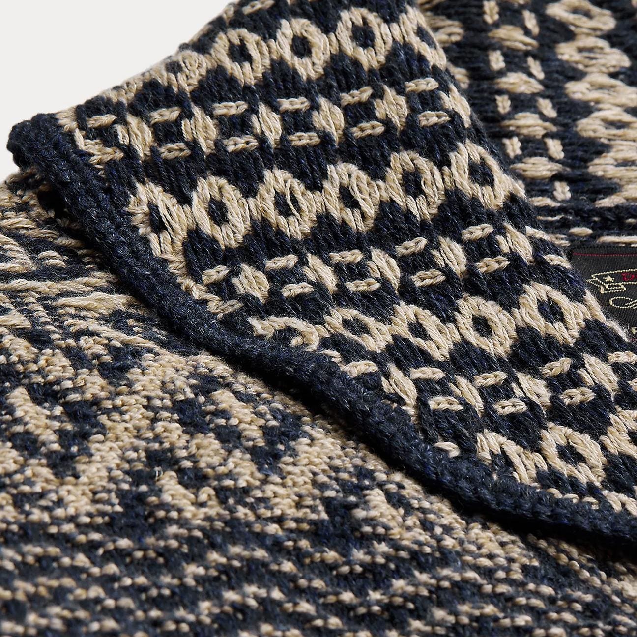 RRL Cardigan sciallato in misto cotone Blue Bianco