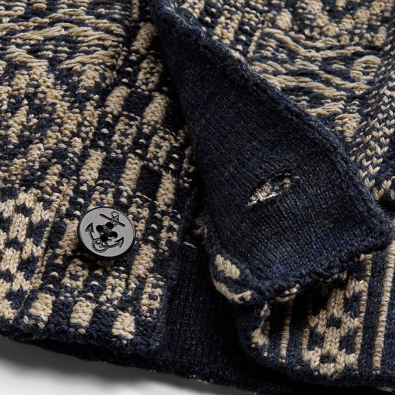 RRL Cardigan sciallato in misto cotone Blue Bianco