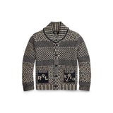RRL Cardigan sciallato in misto cotone Blue Bianco