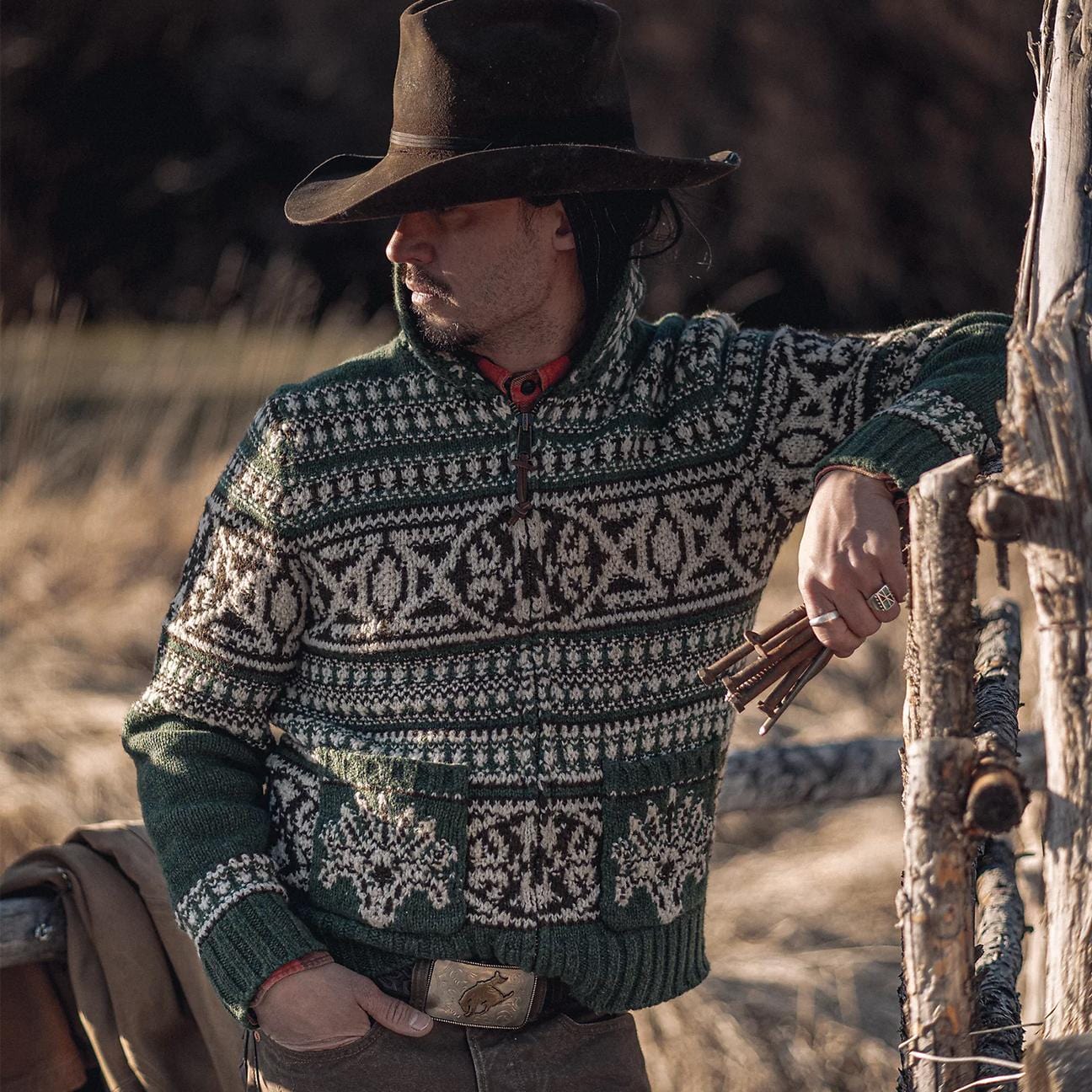 RRL Cardigan uomo con cerniera Verde