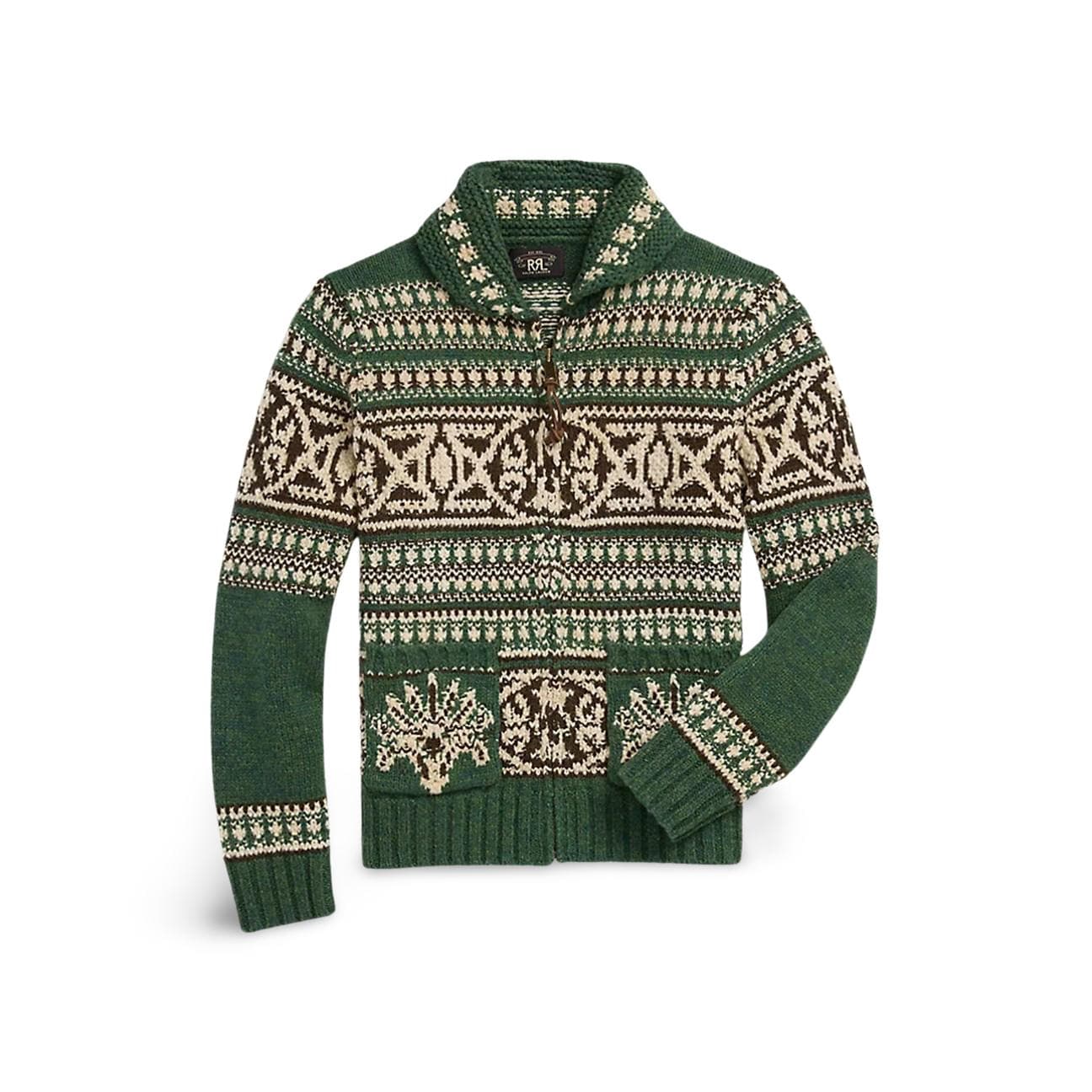 RRL Cardigan uomo con cerniera Verde