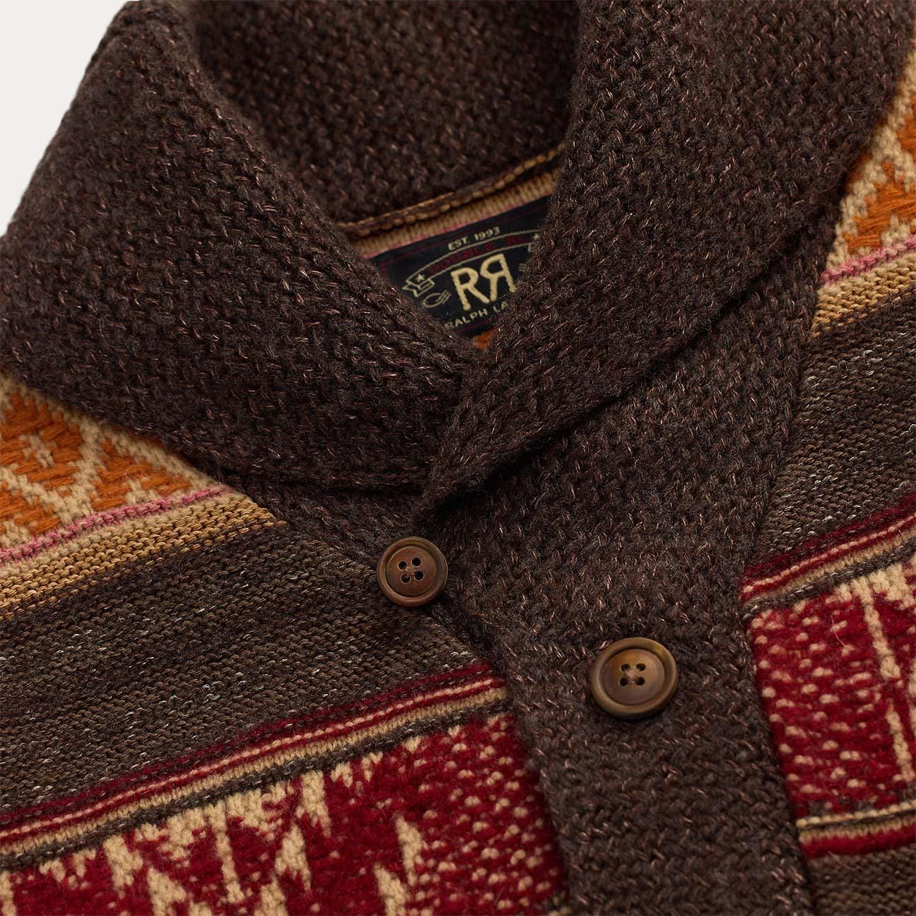 RRL Cardigan uomo Shawl Collar Marrone Multi