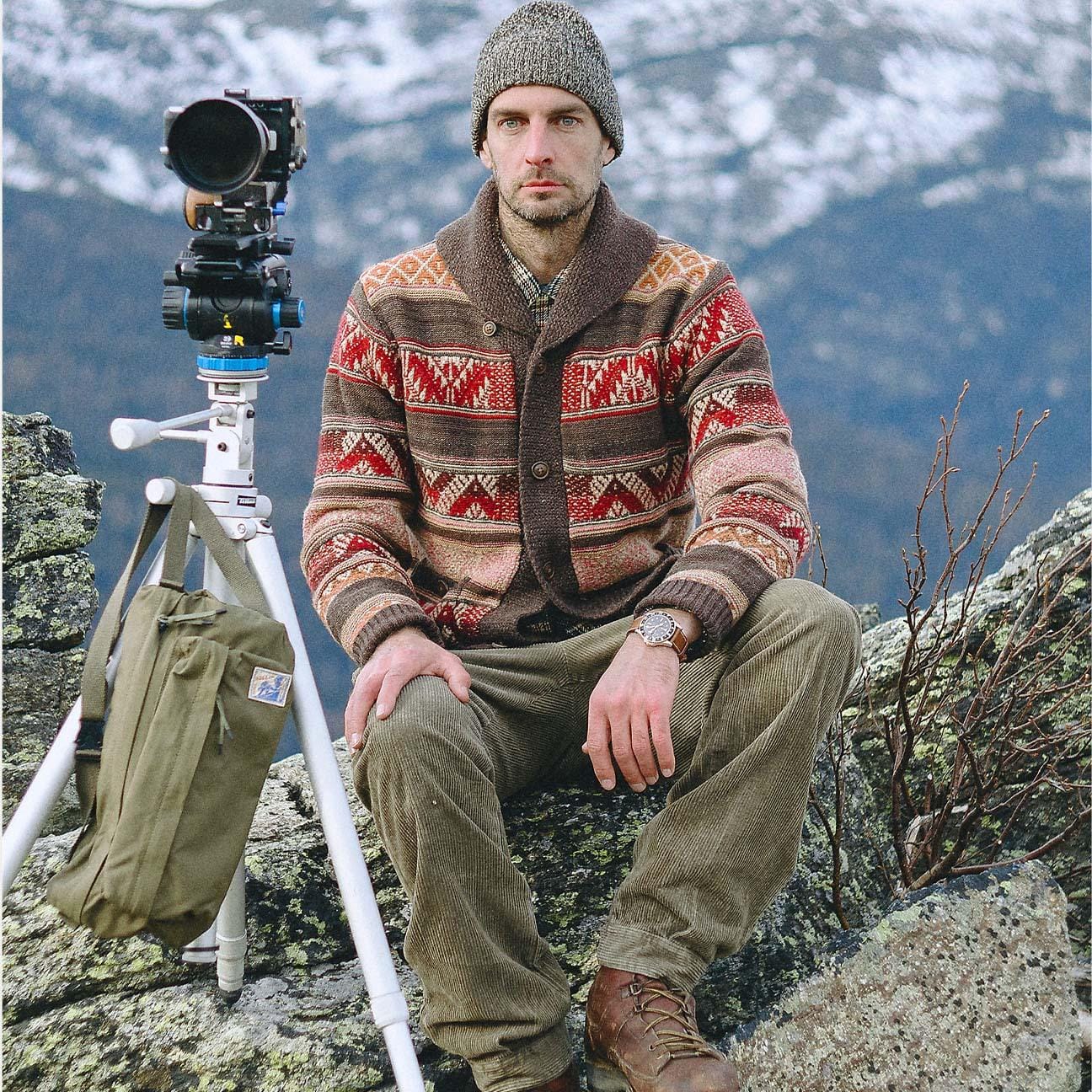 RRL Cardigan uomo Shawl Collar Marrone Multi