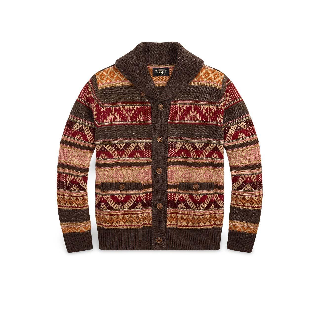 RRL Cardigan uomo Shawl Collar Marrone Multi
