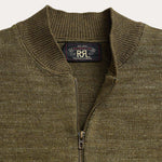 RRL Cardigan uomom in lana e cotone Verde Militare