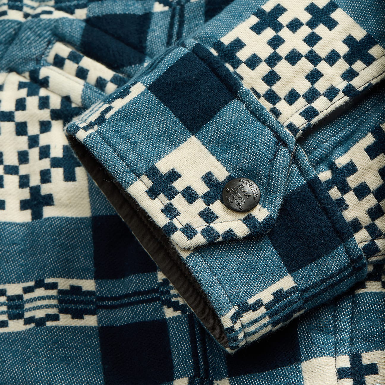 RRL Giacca camicia jacquard Blue Panna