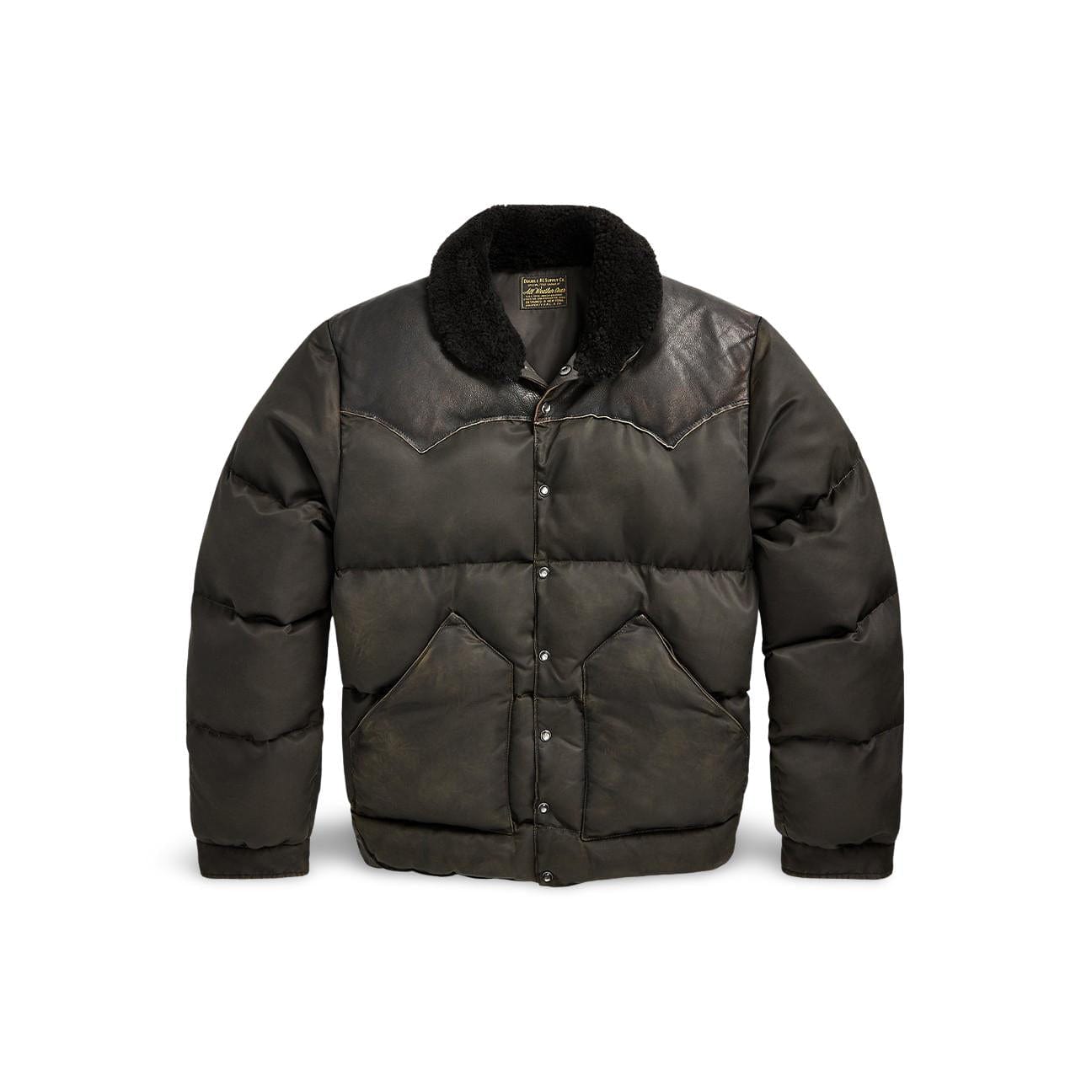 RRL Giacca con carré in pelle Nero