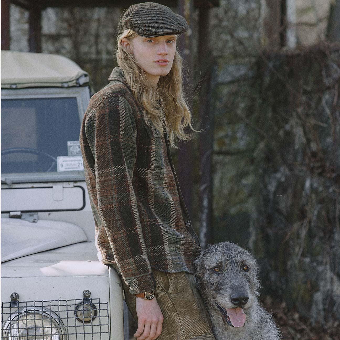 RRL Maglia a camicia uomo a quadri Verde