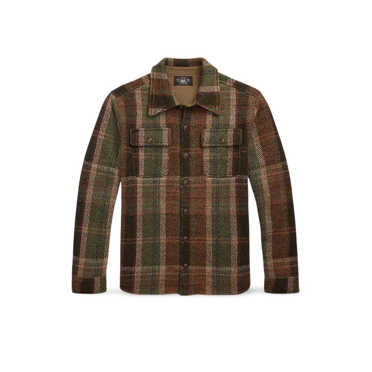 RRL Maglia a camicia uomo a quadri Verde