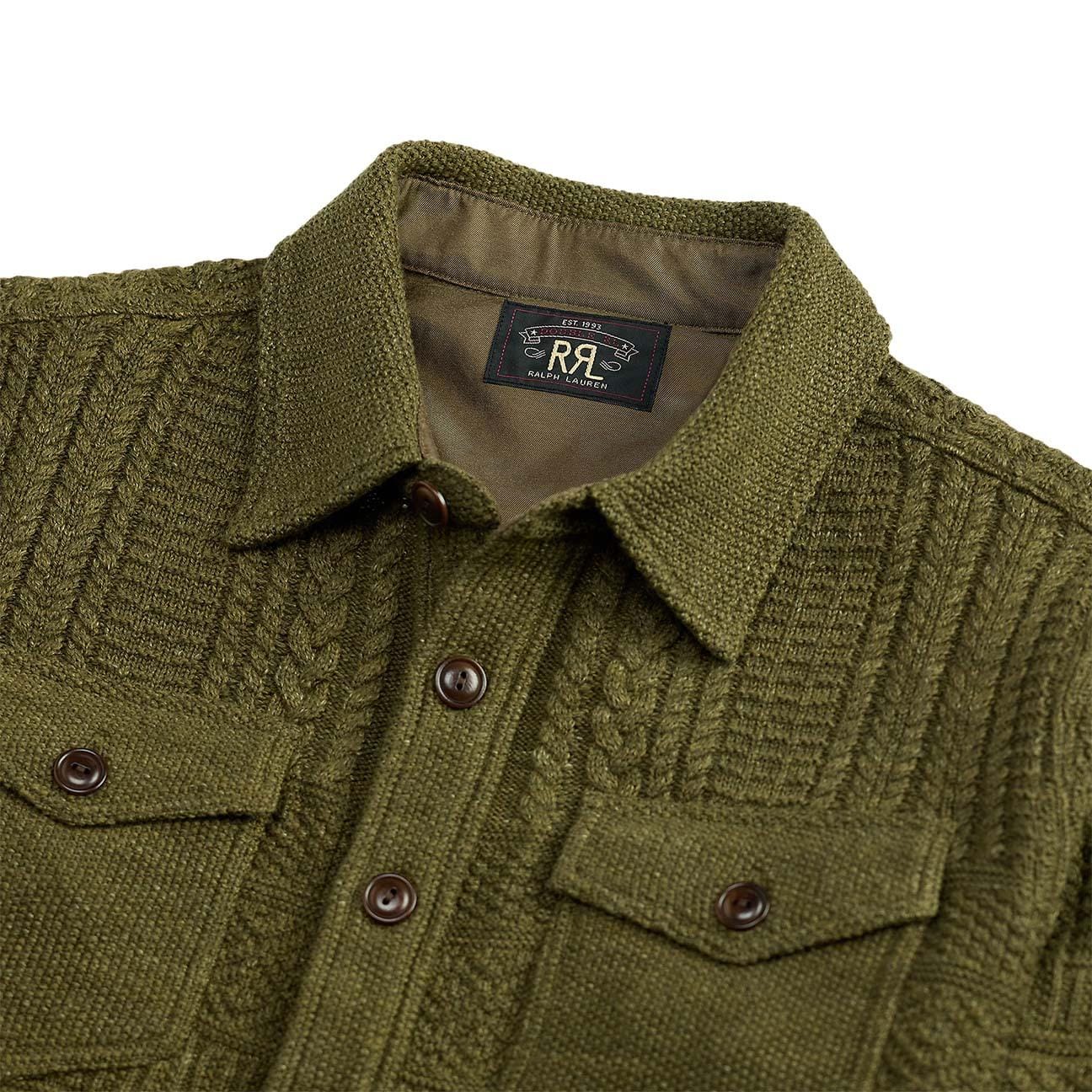 RRL Overshirt uomo in cotone e lana Verde Militare