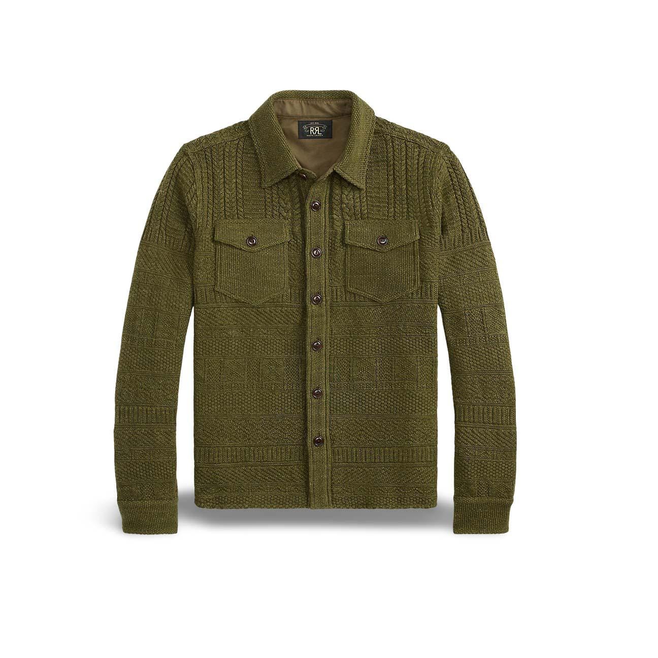 RRL Overshirt uomo in cotone e lana Verde Militare