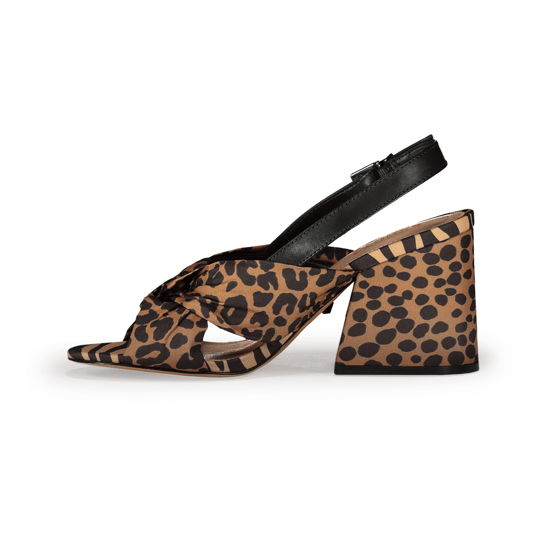 SCHUTZ Sandalo Incrociato Tessuto Leopardato