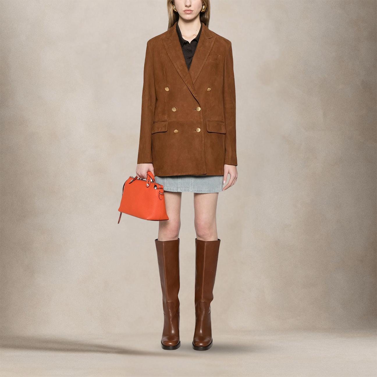 TAGLIATORE Blazer donna Josie in pelle scamosciata Cuoio