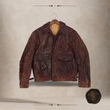 THE VINTAGE GOODS COMPANY Giubbtto Aero Leather Flight Jacket - Giubbotto in Pelle Horsehide Stile Militare Anni '40
