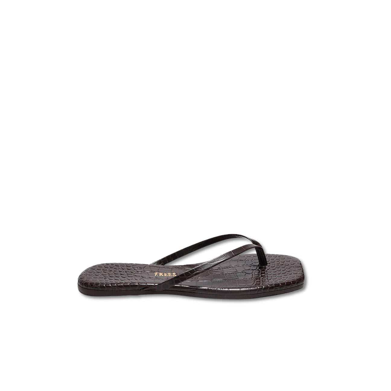 TKEES Sandali Square Toe Lily Croc Carob