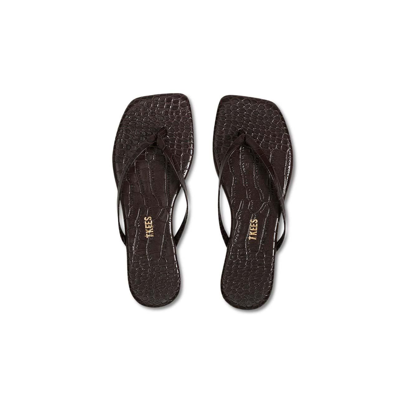 TKEES Sandali Square Toe Lily Croc Carob