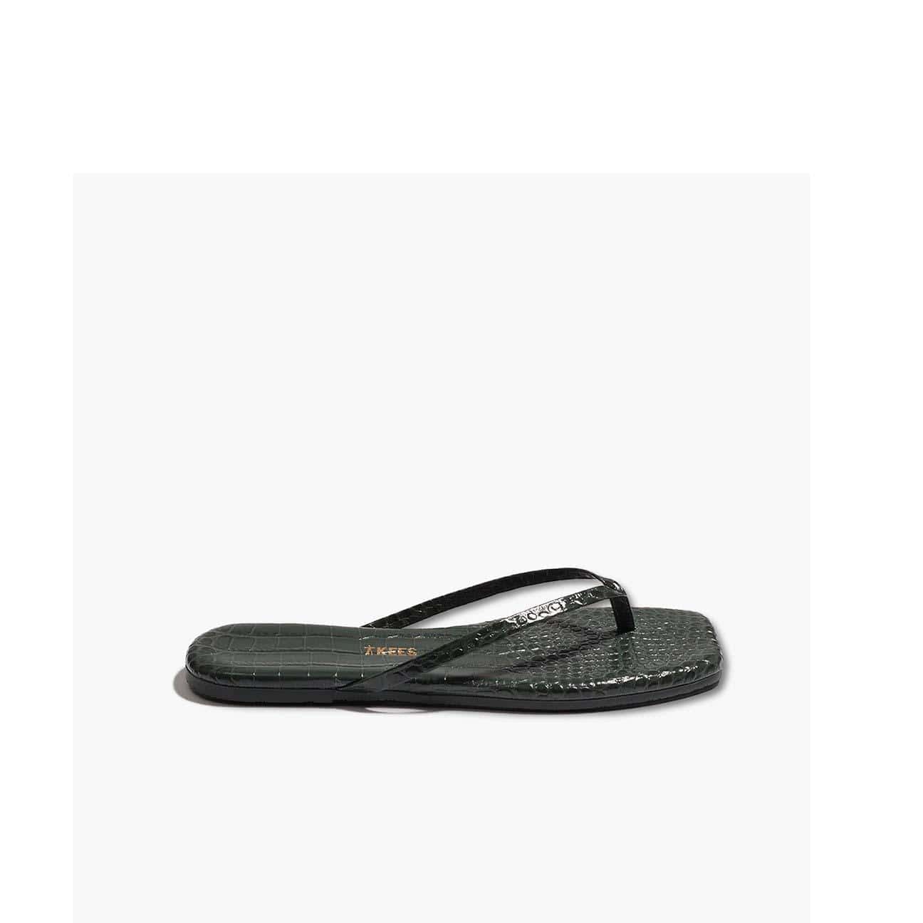 TKEES Sandali Square Toe Lily Croc Emerald
