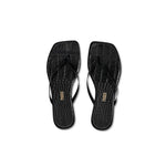 TKEES Sandali Square Toe Lily Croc Nero