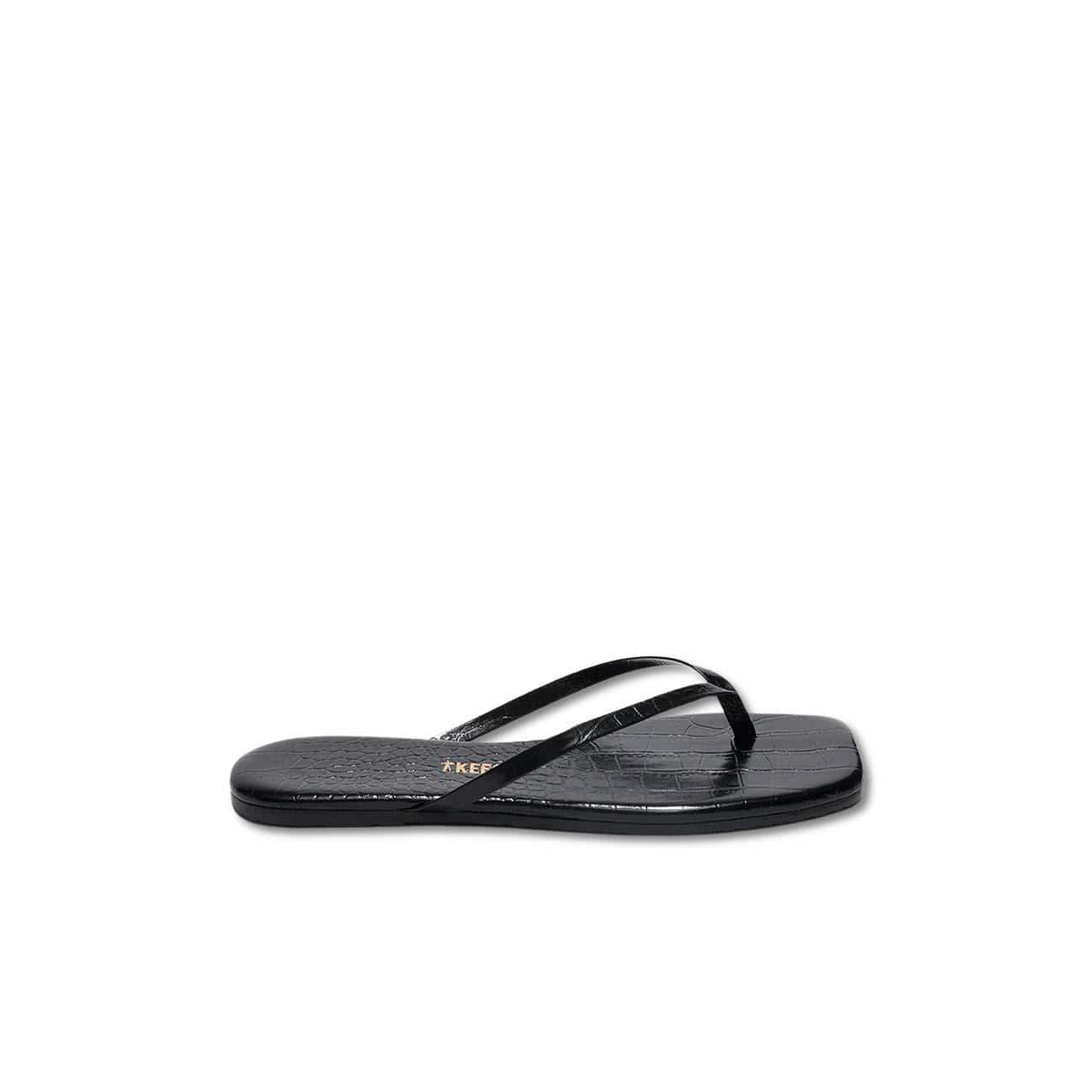 TKEES Sandali Square Toe Lily Croc Nero