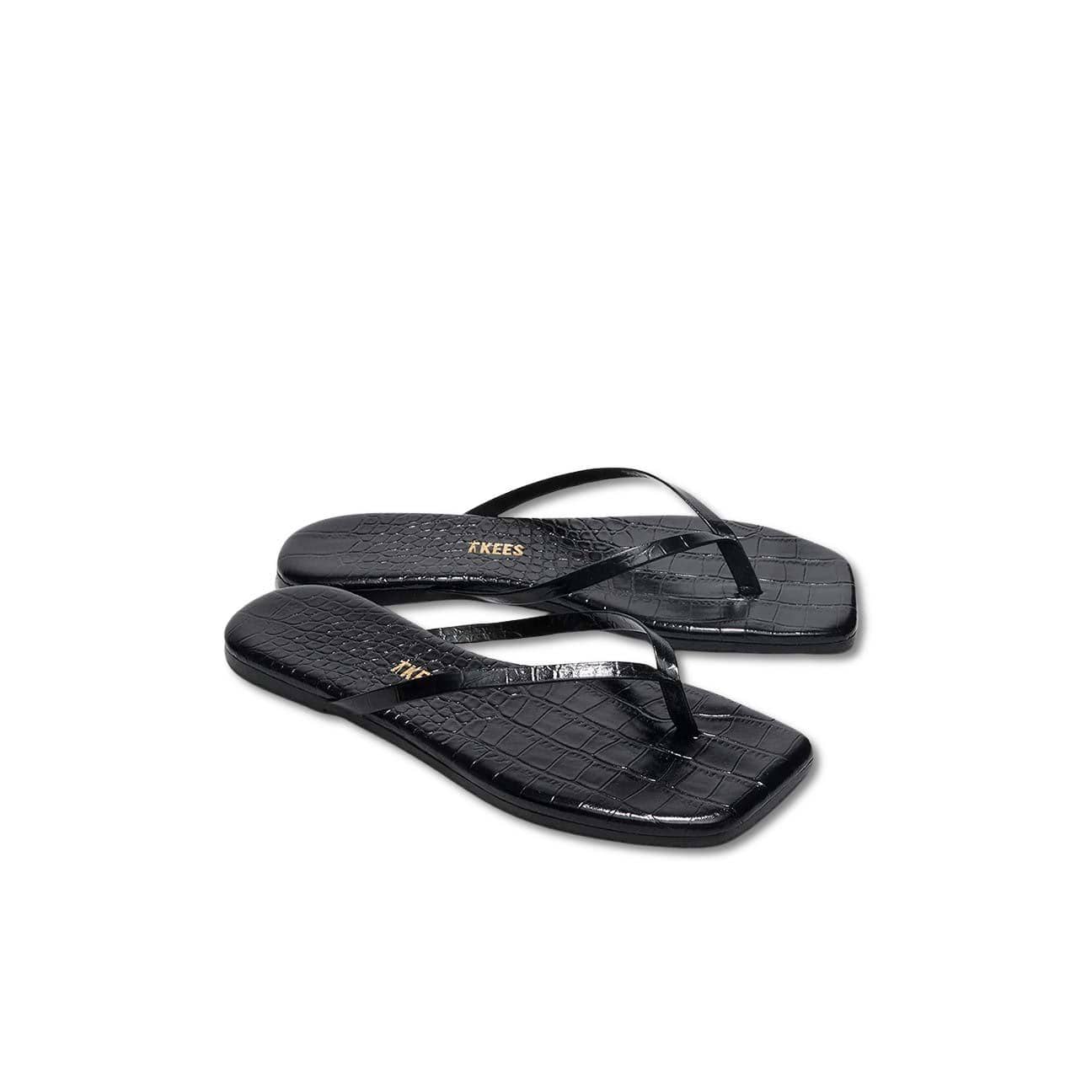 TKEES Sandali Square Toe Lily Croc Nero