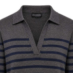UNIVERSEL Polo donna in cashmere a righe Antracite e Blue