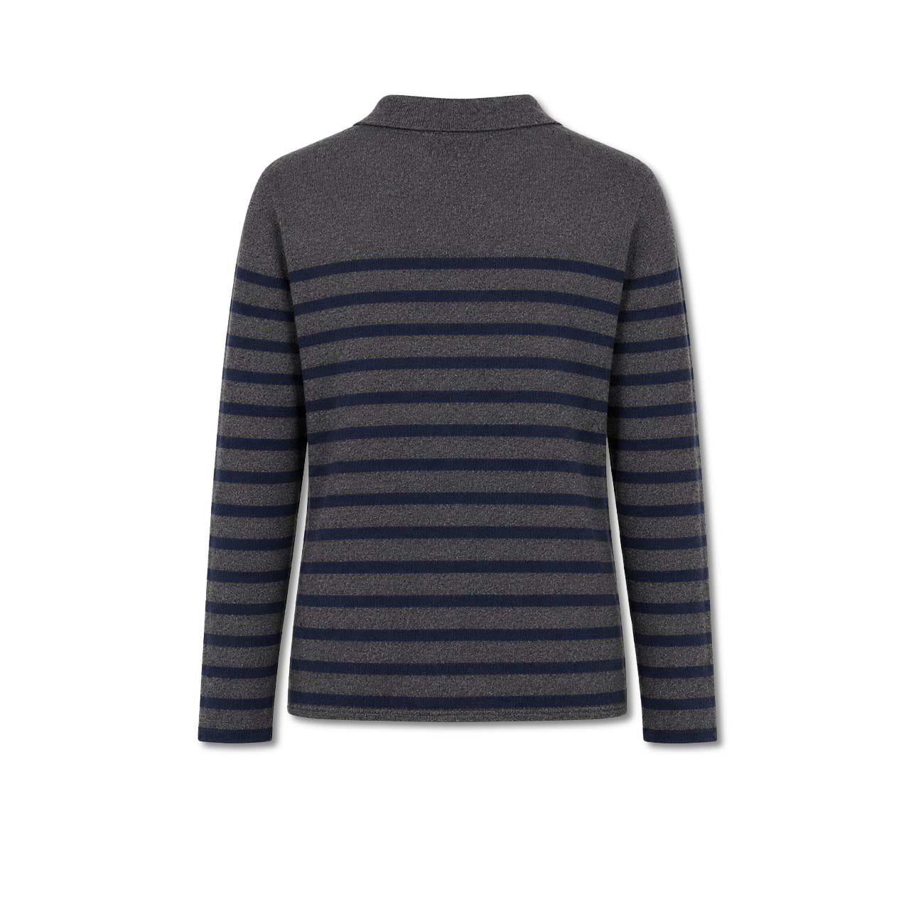 UNIVERSEL Polo donna in cashmere a righe Antracite e Blue