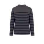 UNIVERSEL Polo donna in cashmere a righe Antracite e Blue