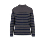 UNIVERSEL Polo donna in cashmere a righe Antracite e Blue
