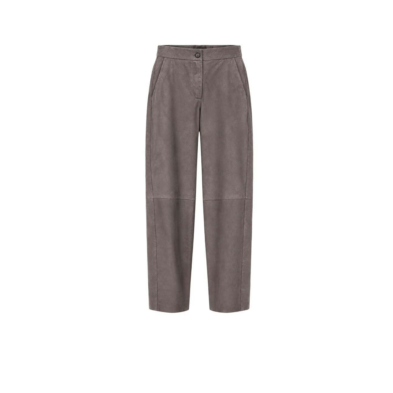 VIA MASINI 80 Pantalone donna in pelle scamosciata Carbone