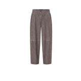 VIA MASINI 80 Pantalone donna in pelle scamosciata Carbone
