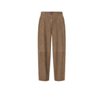 VIA MASINI 80 Pantalone donna in pelle scamosciata Oliva