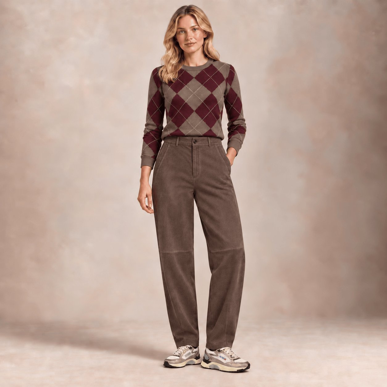 VIA MASINI 80 Pantalone in suede donna Moro