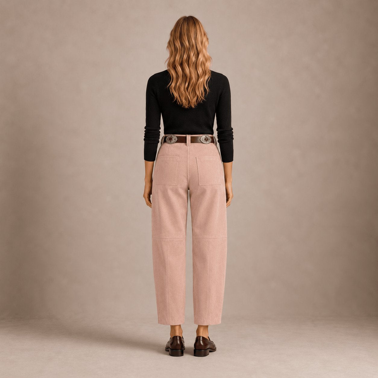 VIA MASINI 80 Pantalone in suede donna Visone