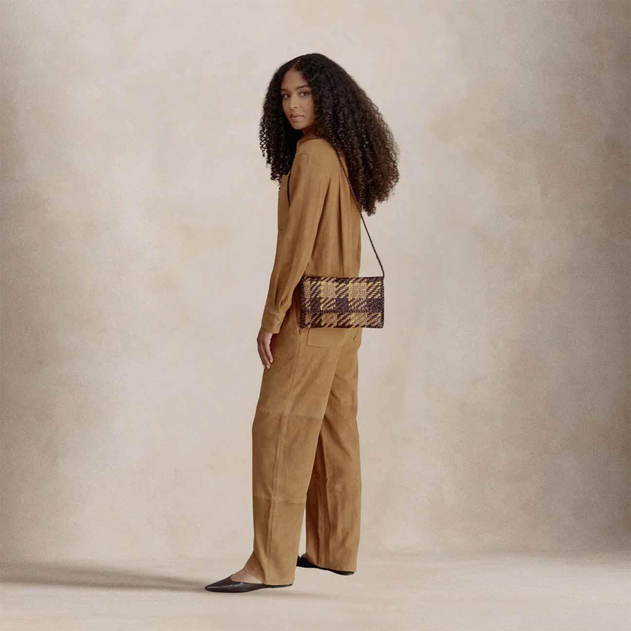 VIPERA Borsa Bansky Madras Taupe Chocolate Gold