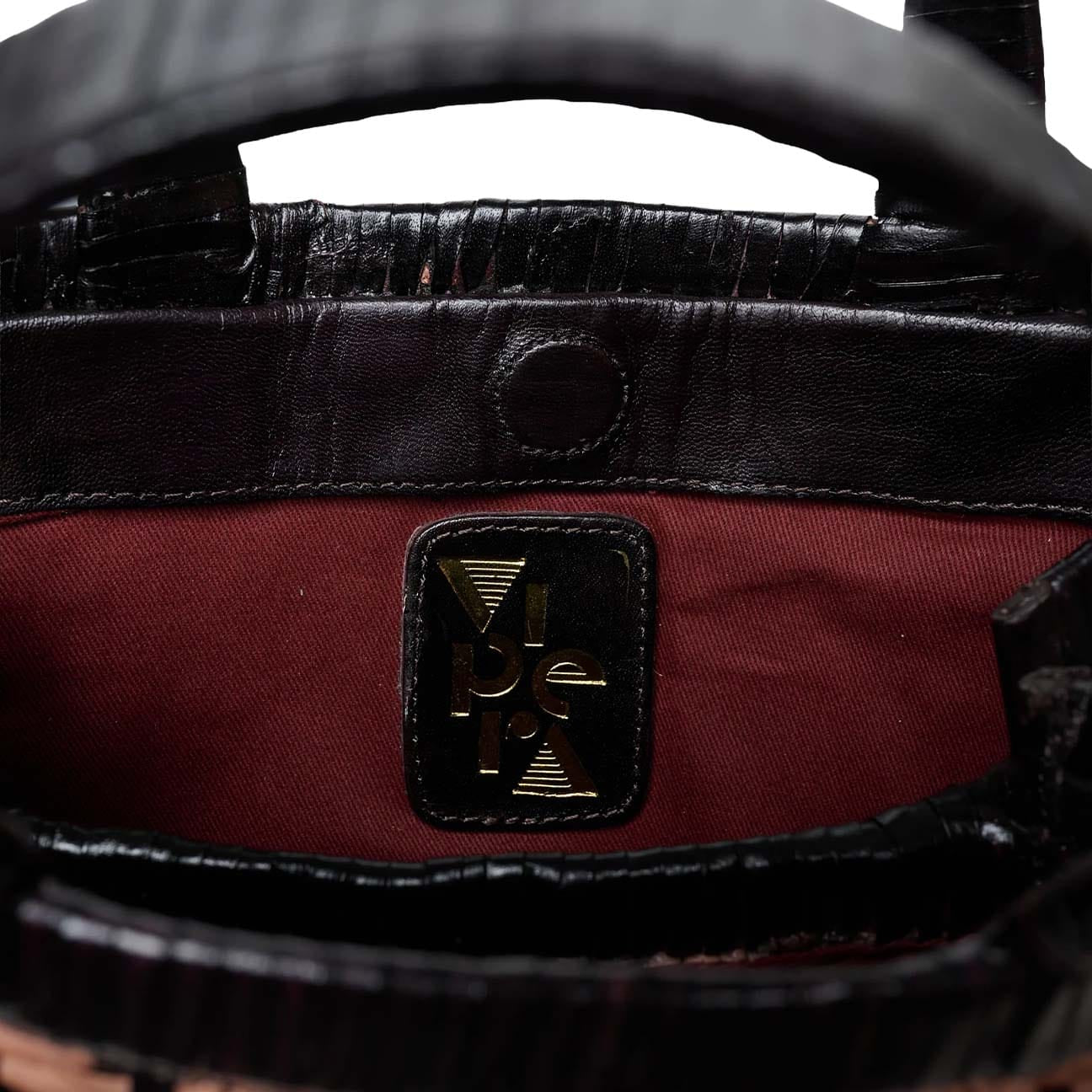 VIPERA Borsa donna Torno Subito Pied de Poule Rosa Marrone