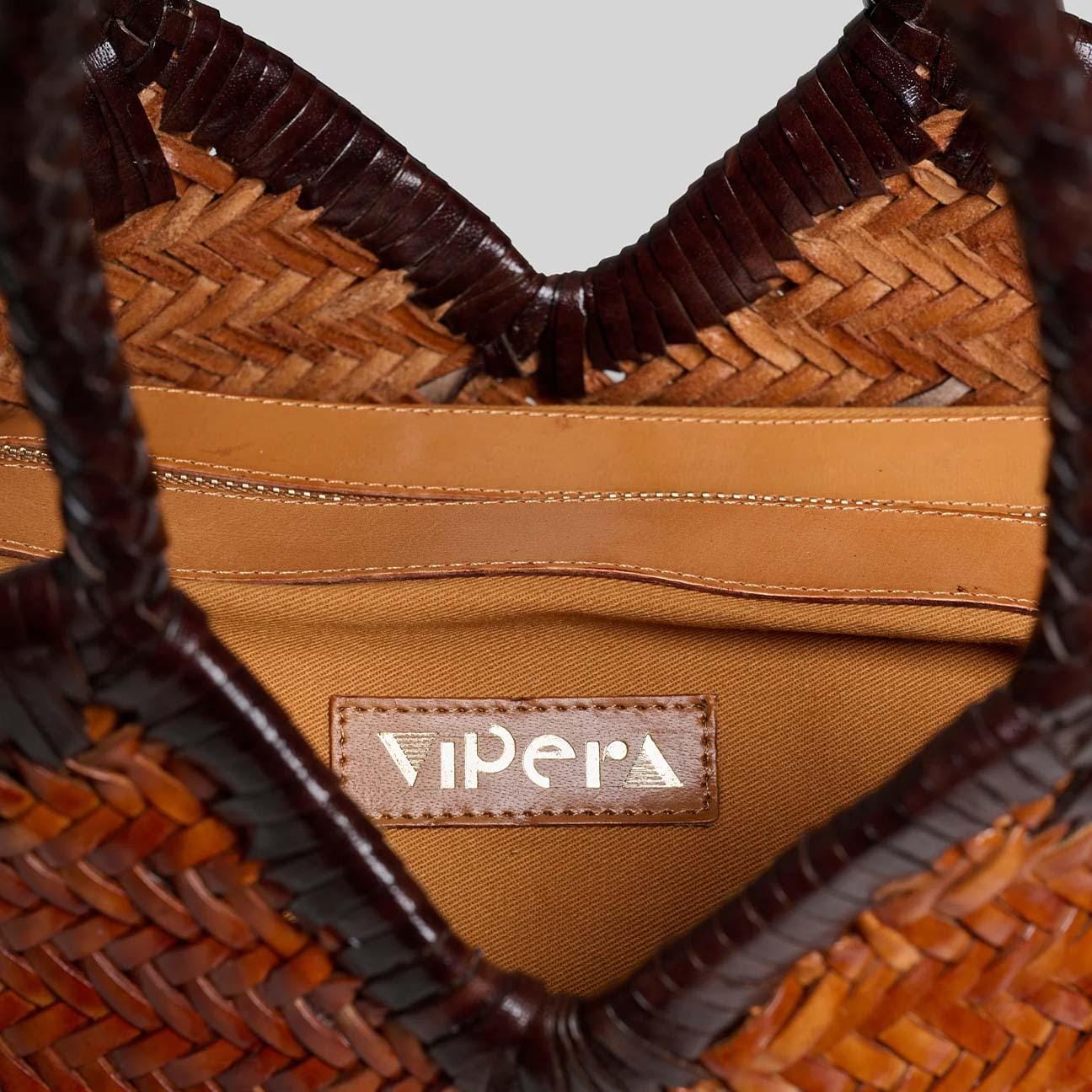 VIPERA Borsa Monet bicolor Cognac e Choco