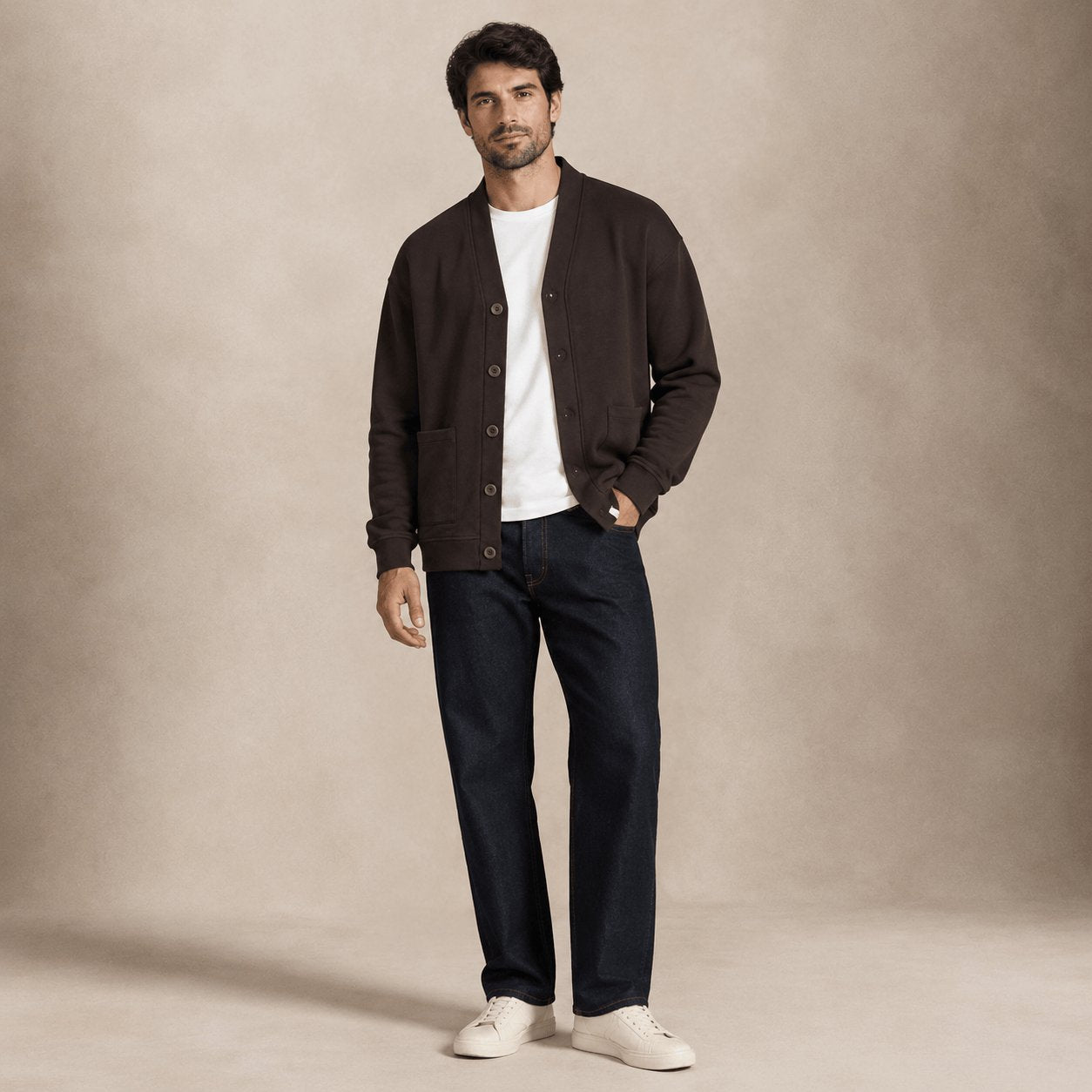 WOC Cardigan uomo in felpa Marrone