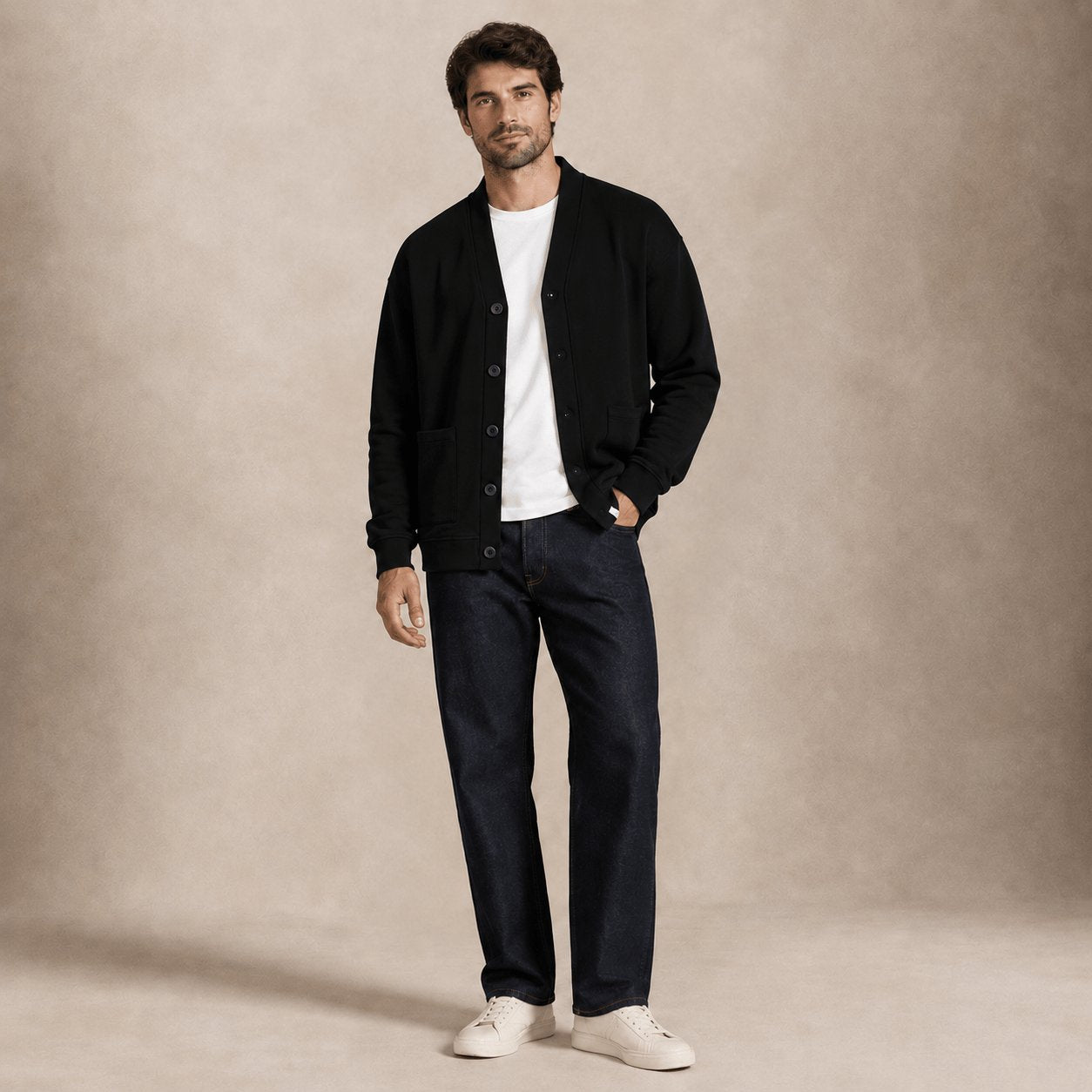 WOC Cardigan uomo in felpa Nero